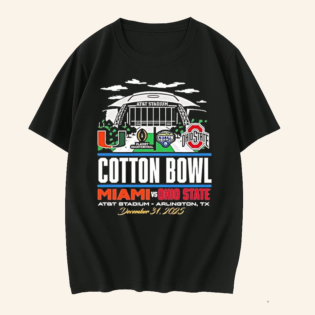 Miami Vs Ohio State 2026 CFP Cotton Bowl T-Shirt Fan Merch Football Related Gifts - Lily Birch Market