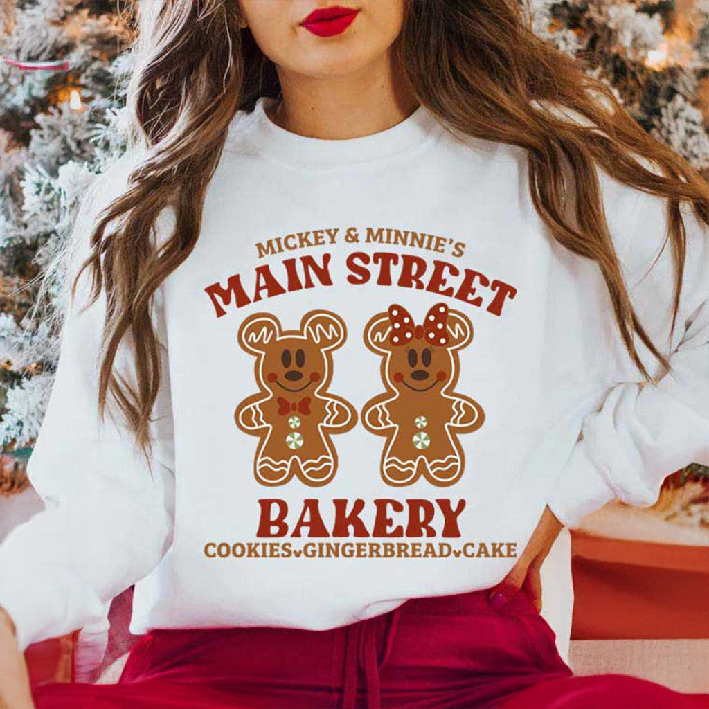 Mickey And Minnie Main Street Bakery Christmas Sweatshirt Christmas Gift Ideas For Wife - Lilybirchmarket