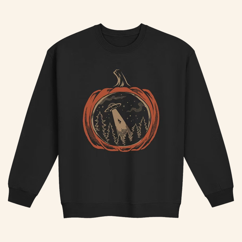 Mile Higher Merch UFO Pumpkin Carving Sweatshirt Gifts For Thanksgiving - Lilybirchmarket