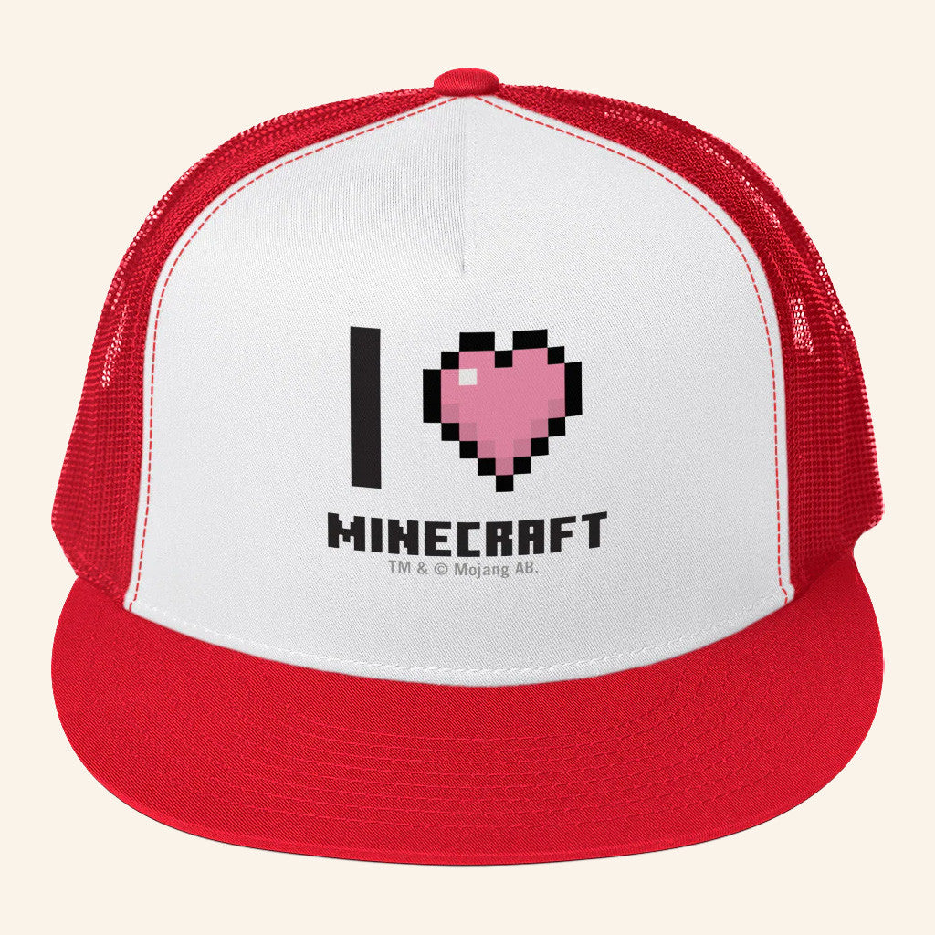Minecraft Merch I Heart Minecraft Trucker Hat Snapback Gift Ideas For Husband - Lilybirchmarket