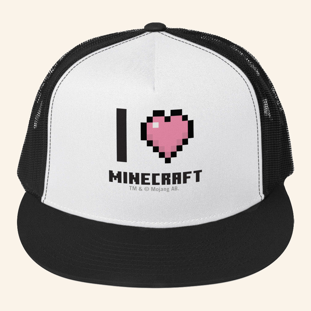 Minecraft Merch I Heart Minecraft Trucker Hat Snapback Gift Ideas For Son - Lilybirchmarket