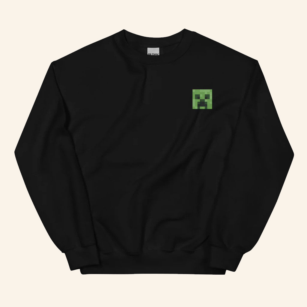 Minecraft Merch Minecraft Creeper Embroidered Crewneck Sweatshirt Present For Husband - Lilybirchmarket