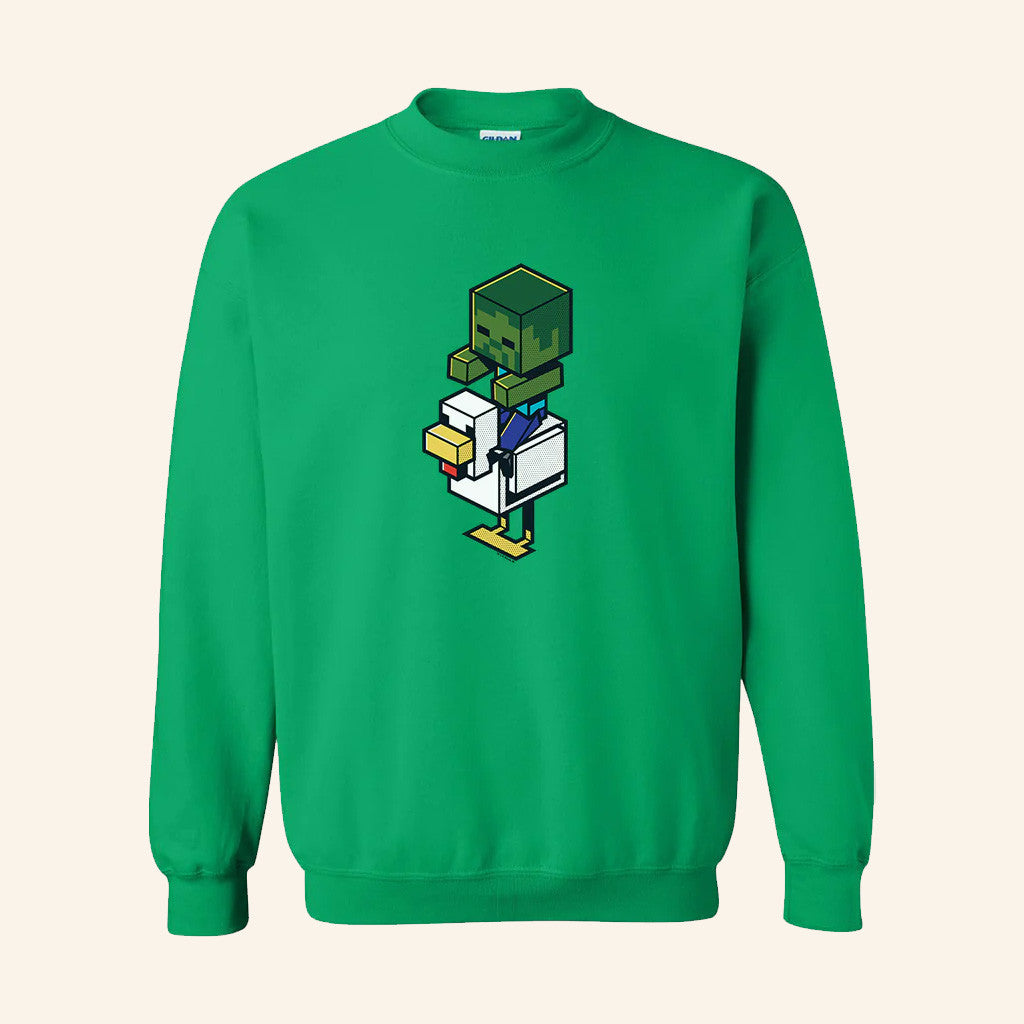 Minecraft Merch Minecraft Jolly Mobs Chicken Jockey Crewneck Sweatshirt Gifts For Son - Lilybirchmarket