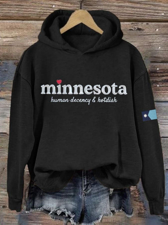 Minnesota Human Decency And Hotdish Hoodie Women FDT Political Best Gift - Lilybirchmarket