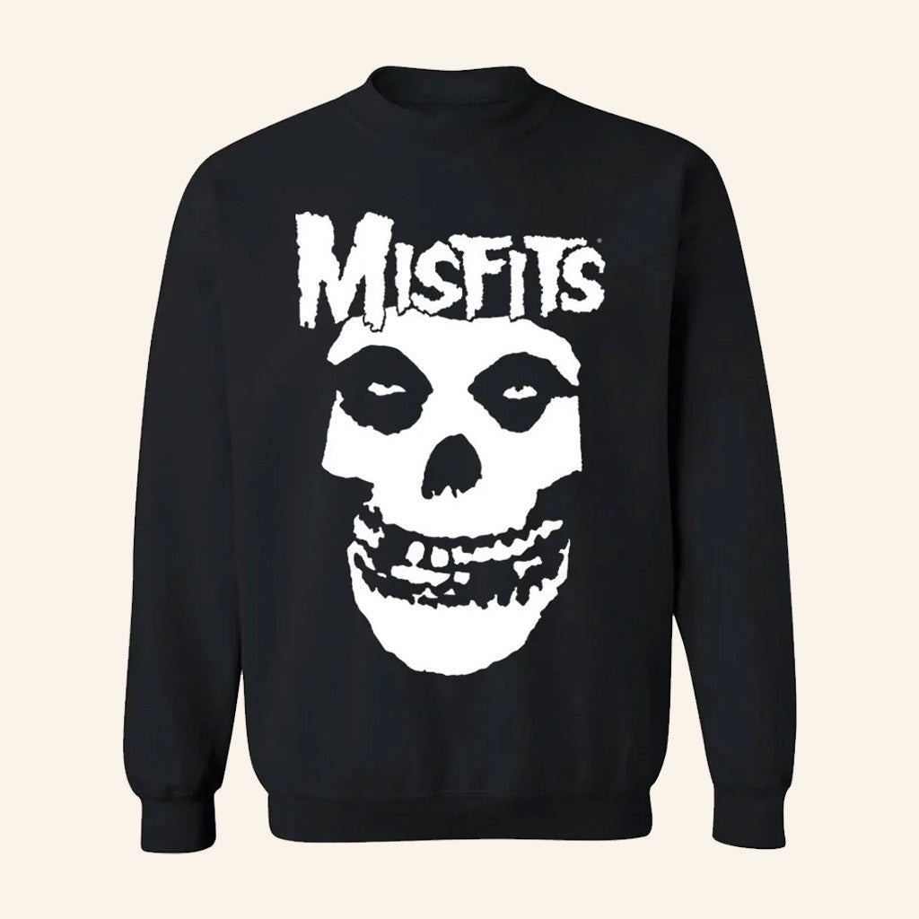 Misfits Merch Misfits Fiend Skull Black Crewneck Sweatshirt Christmas Gift Ideas For Him - Lilybirchmarket