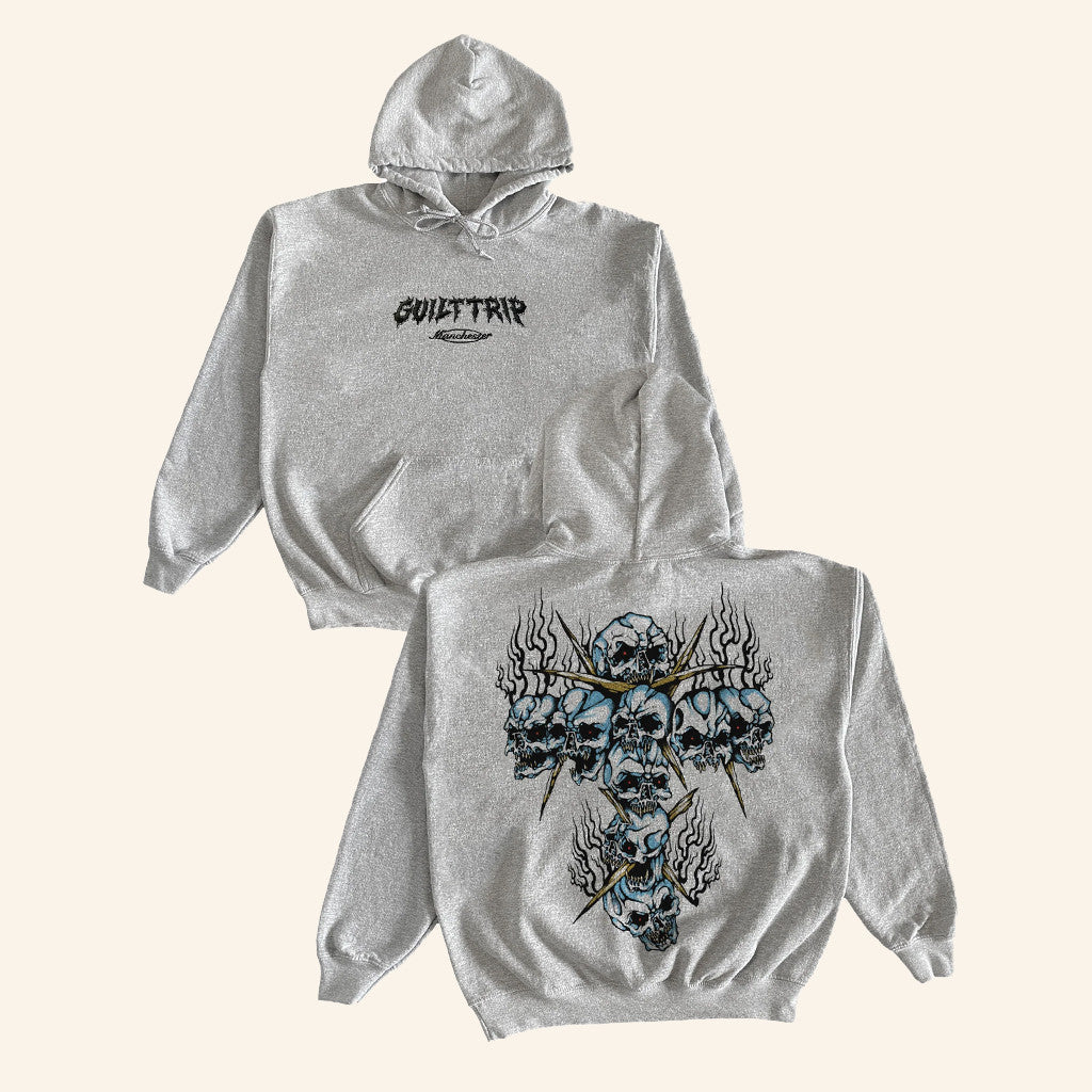 Mlvltd Merch Guilt Trip Burn Skull Cross Hoodie Malevolence Merch Presents For Music Lovers - Lilybirchmarket