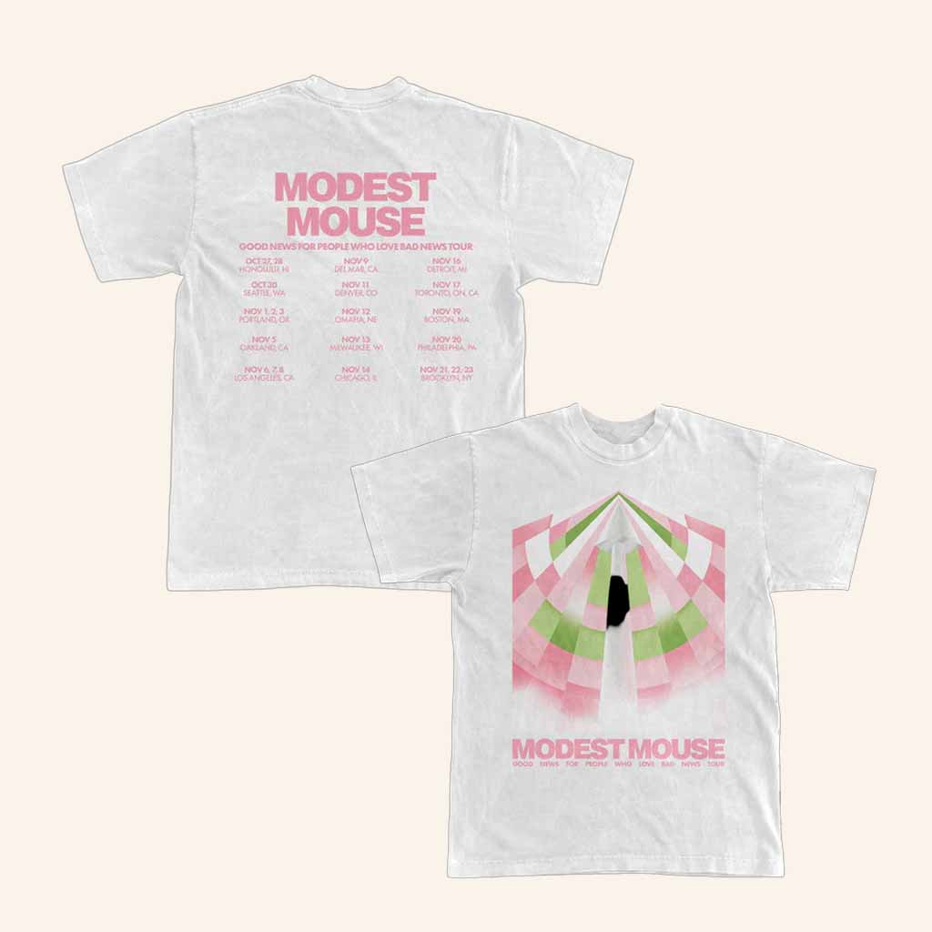 Modest Mouse Merch Good News For People Who Love Bad News Tour White T-Shirt Gift For Fans - Lily Birch Market