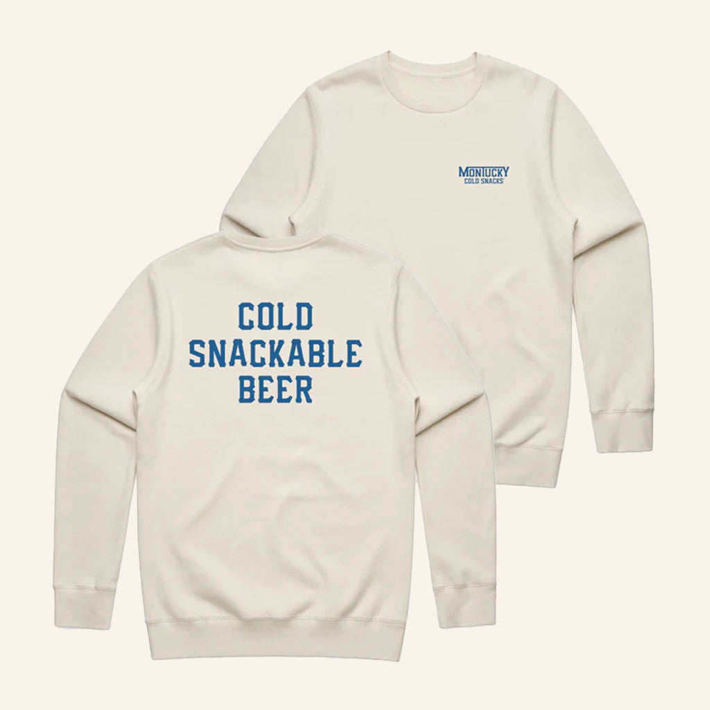 Montucky Cold Snacks Merch Cold Snackable Beer Crewneck Sweatshirt Best Gifts For Boyfriend - Lilybirchmarket