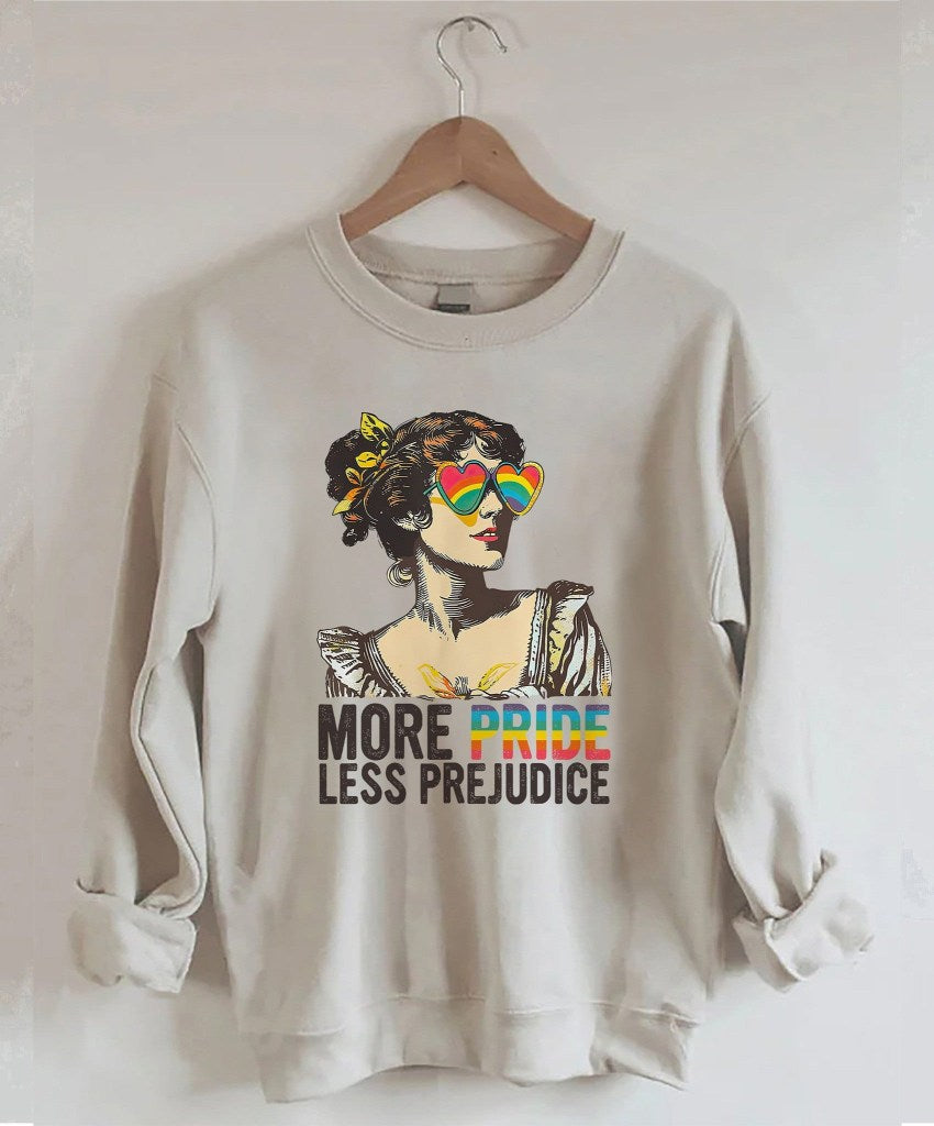 More Pride Less Prejudice Sweatshirt LGBT Gay Pride Month Sweatshirt Gifts For Her - Lilybirchmarket