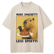 More Spaghetti Less Upsetti T-Shirt Funny Eating Spaghetti Capybara Meme T-Shirt Gifts - Lily Birch Market