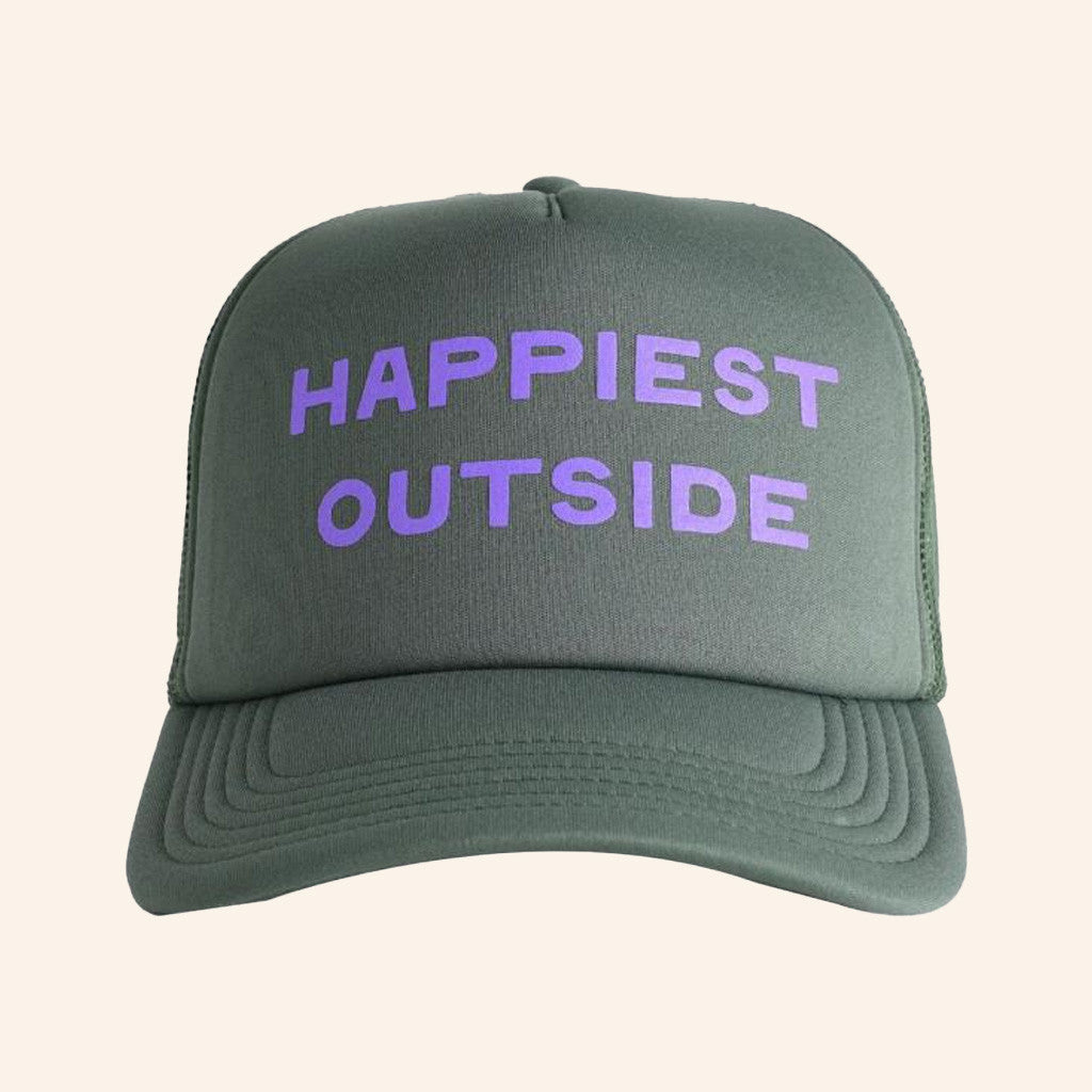 Mossportangeles Merch Happiest Outside Recycled Trucker Hat Present For Dad - Lilybirchmarket