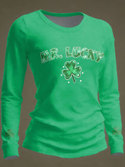  Mr Lucky Green Long Sleeve Shirt St Patrick's Day Clover Clothing Gift For Her - TradiViet