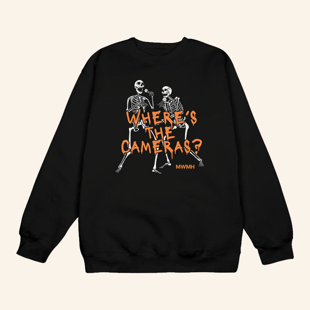 Murder With My Husband Merch MWMH Where's The Cameras Crewneck Sweatshirt Wife Gifts - Lilybirchmarket