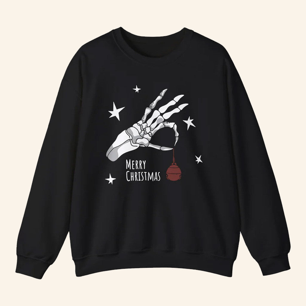 Murder With My Husband Merch Skeleton Ornament Merry Christmas Sweatshirt Gifts For Dad - Lilybirchmarket