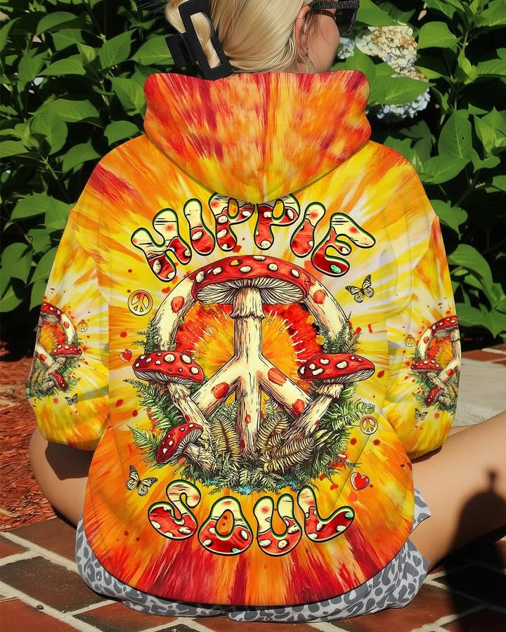 Mushroom Hippie Soul Tie Dye Hoodie Peace Sign Hooded Sweatshirt Hippie Clothing Stores - Lilybirchmarket