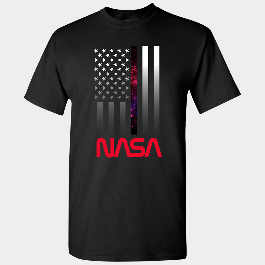 NASA Merch NASA Worm Logo Shirt Vertical US Flag T-Shirt Birthday Gift For Son - Lily Birch Market