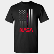 NASA Merch NASA Worm Logo Shirt Vertical US Flag T-Shirt Birthday Gift For Son - Lily Birch Market