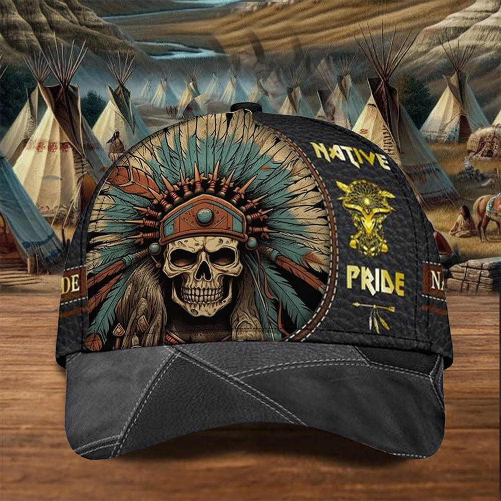 Native Pride Hat Headdress Skull Native Pride Baseball Cap Merchandise Unique Gifts - Lilybirchmarket