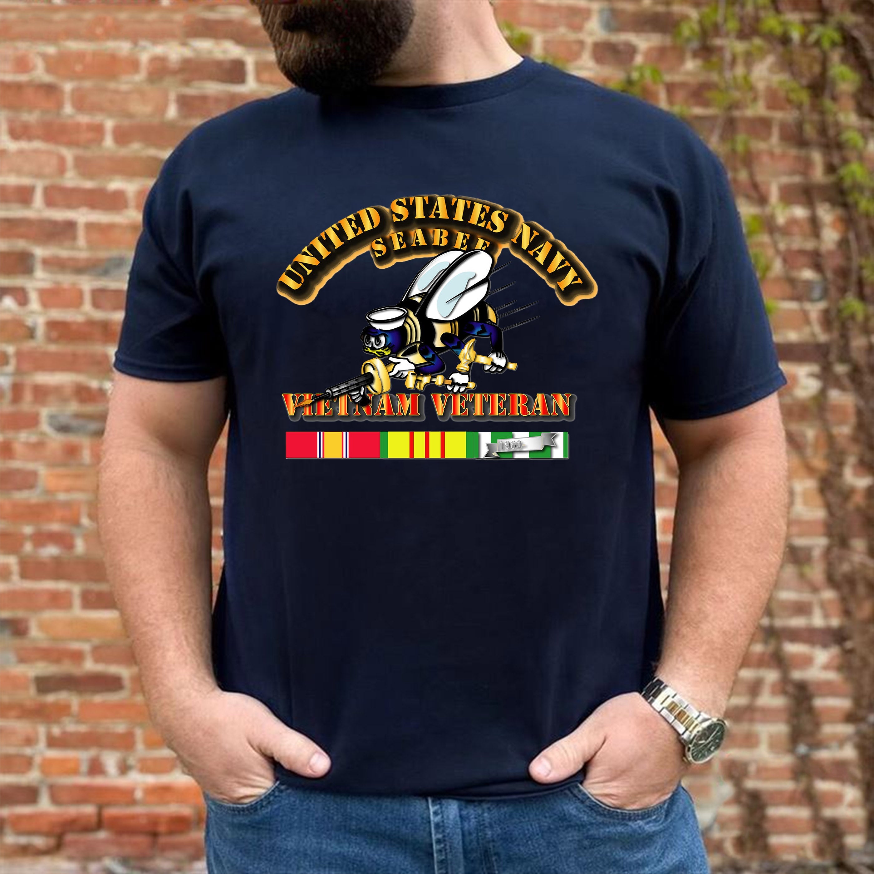 US Navy SEABEES Naval Construction Force Vietnam Veteran Classic Unisex T-Shirt Gildan 5000  (Made In US) DLQD1304PT04
