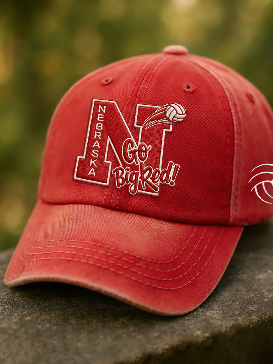 Nebraska Volleyball Hat Game Day Embroidered Hat Go Big Red Cap Volleyball Lovers Gifts - Lilybirchmarket
