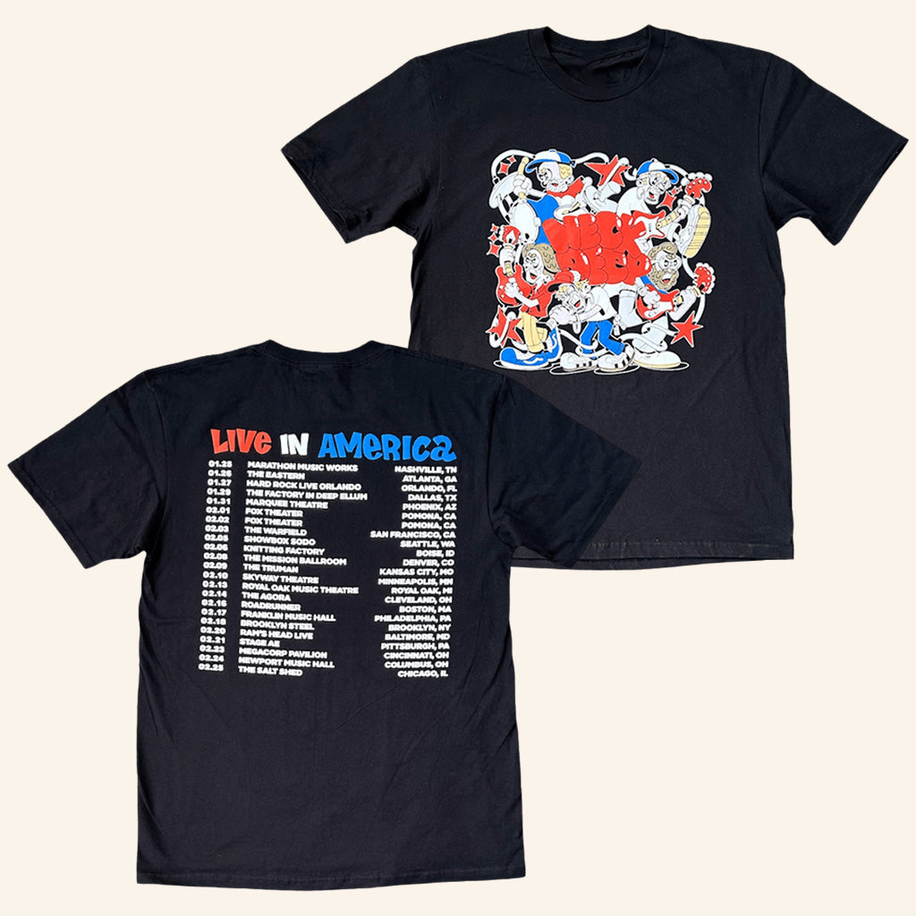 Neck Deep Merch Live In America Black T-Shirt Cool Gifts For Music Lovers - Lily Birch Market