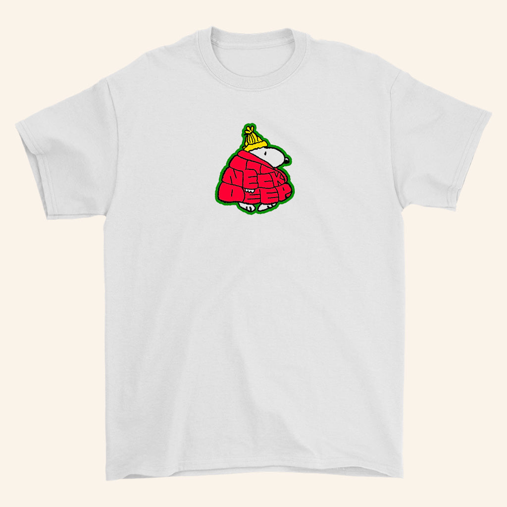Neck Deep Merch Puffer Snoopy White T-Shirt Birthday Gifts For Him - Lily Birch Market