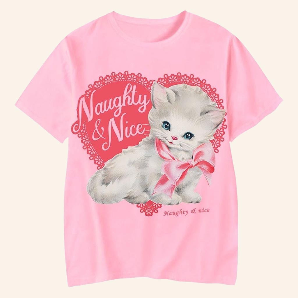 Nessa Barrett Merch Naughty And Nice T-Shirt Cute Kitten Shirt Aftercare Album Merch Fan Gifts - Lily Birch Market
