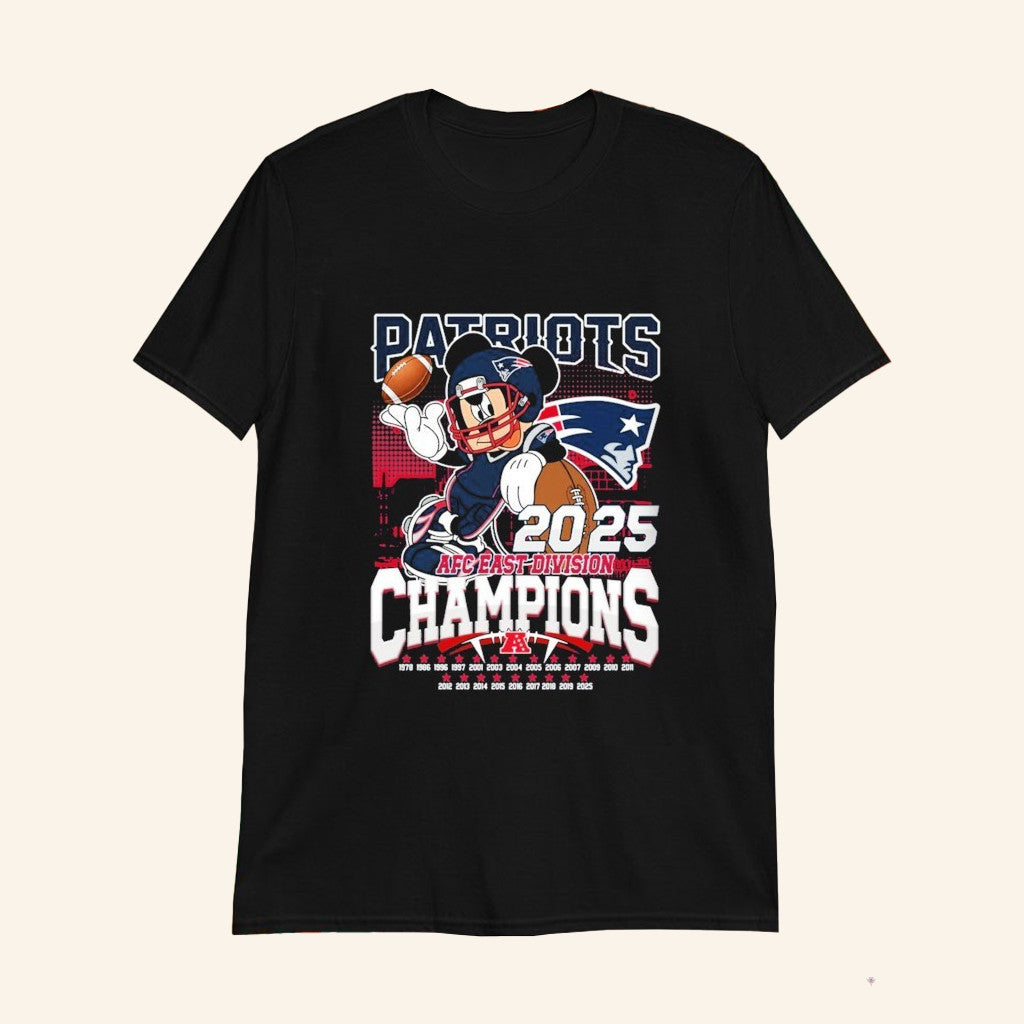 New England Football X Mickey Mouse 2025 AFC East Division Champions T-Shirt Fan Merch - Lily Birch Market