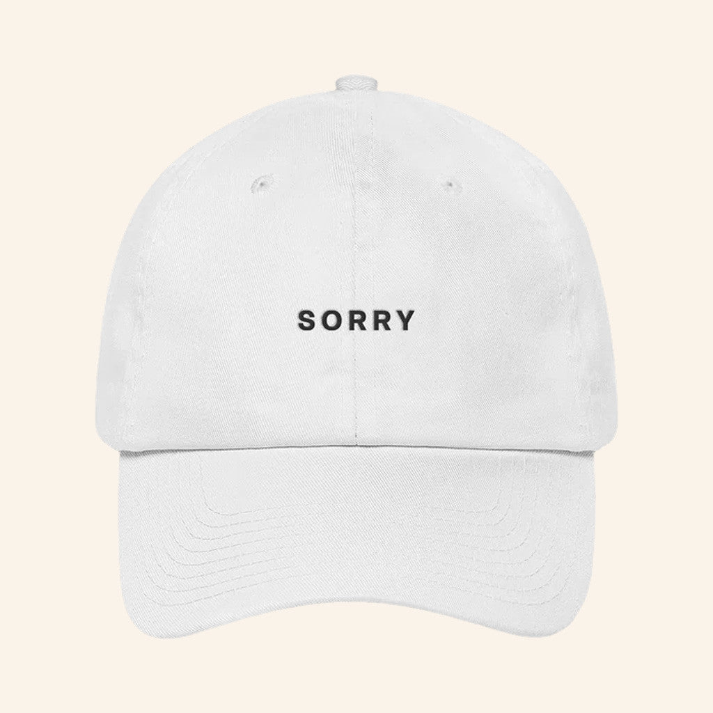 NF Merch White SORRY Embroidered Hat Present For Husband - Lilybirchmarket