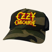 Night Shift Merch Ozzy Osbourne Logo Camo Trucker Hat Embroidered Gifts For Brother - Lilybirchmarket