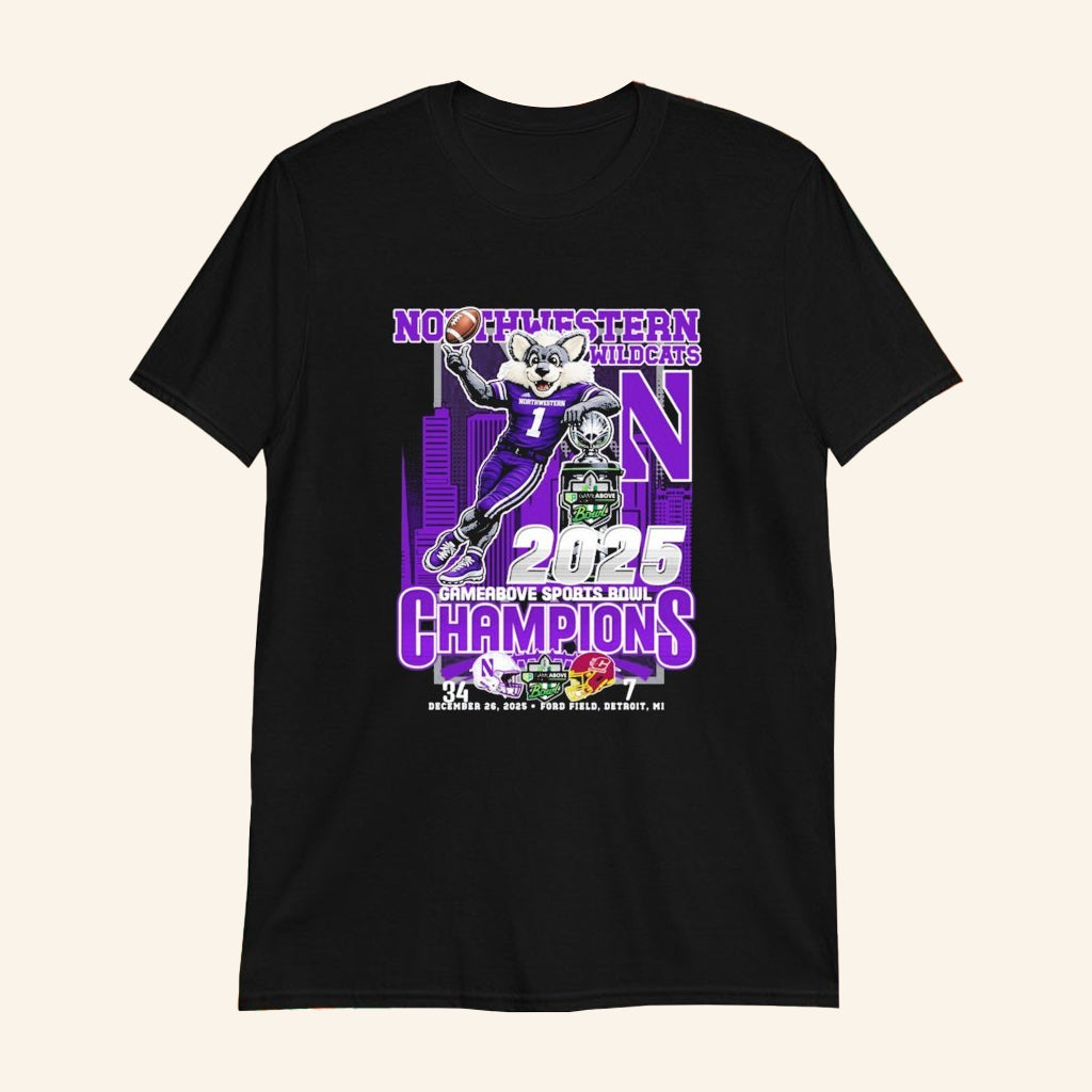 Northwestern Football Gameabove Sports Bowl Champions 2025 Mascot Trophy T-Shirt Fan Merch - Lily Birch Market