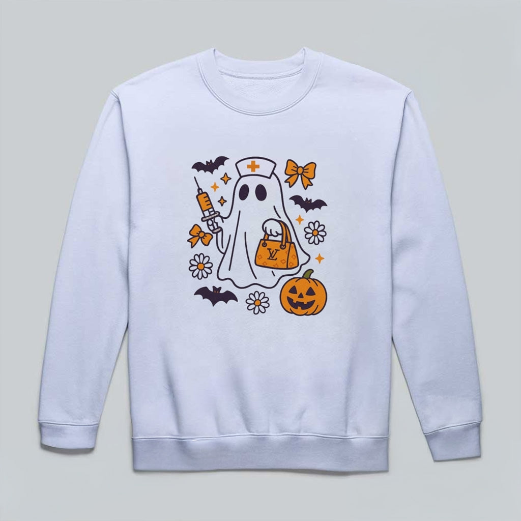Nurse Halloween Coquette Sweatshirt Cute Spooky Nurse Sweatshirt Halloween Gifts - Lilybirchmarket