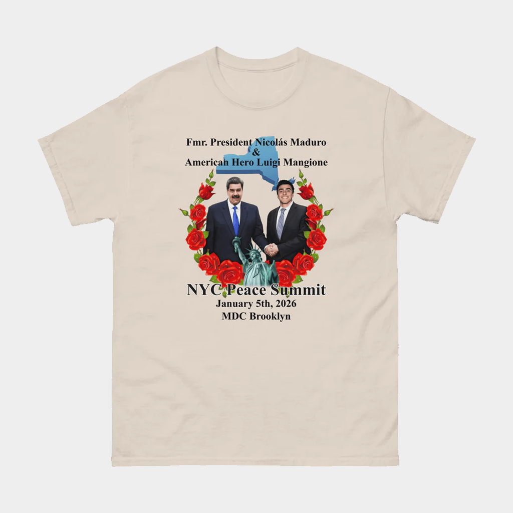 NYC Peace Summit Fmr President Nicolas Maduro And American Hero Luigi Mangione MDC Brooklyn Shirt - Lily Birch Market