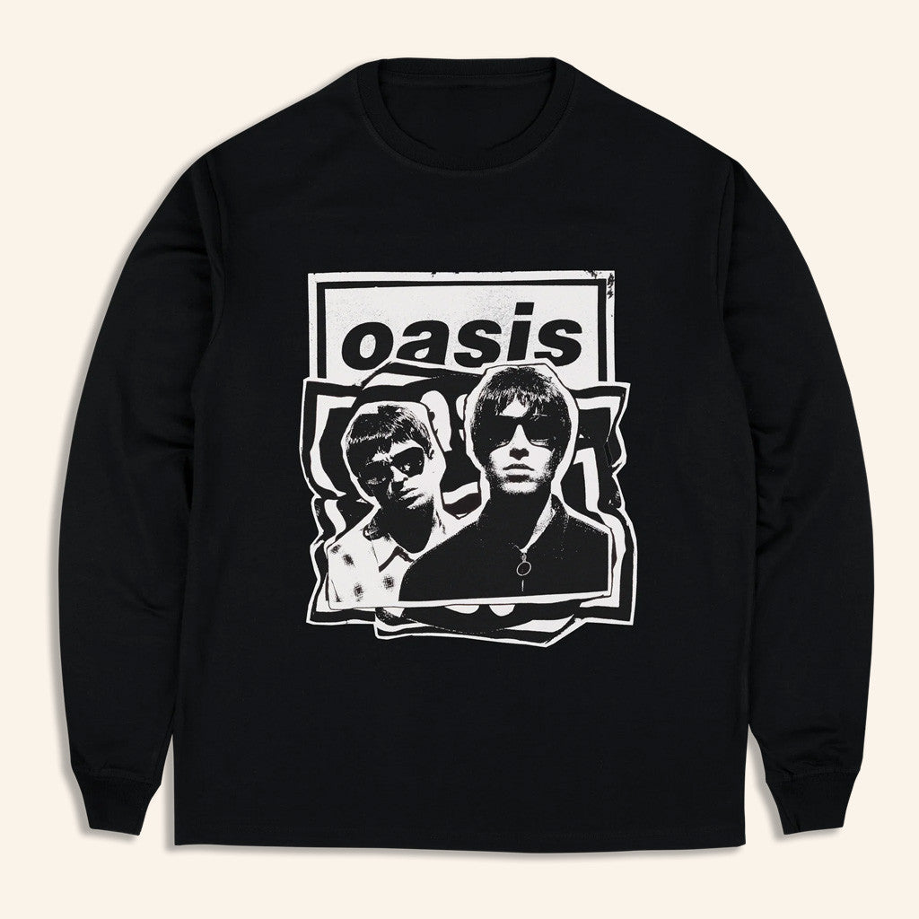 Oasis Merch 2025 Live 25 Cut Out Photo Sweatshirt Black Presents For Boyfriend - Lilybirchmarket