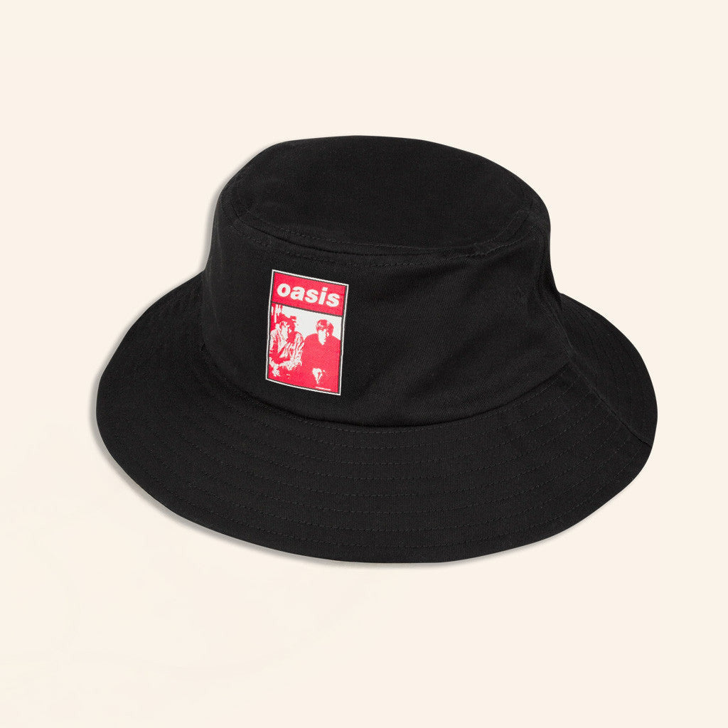 Oasis Merch 2025 Live 25 Wonderwall Red Photo Bucket Hat Black Gift Ideas For Dudes - Lilybirchmarket