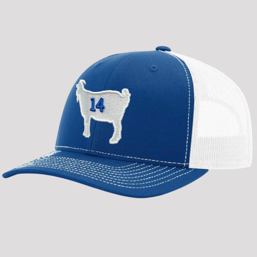OBVIOUS SHIRTS Merch The Goat 14 Embroidered Trucker Hat Gift Ideas For Son - Lilybirchmarket