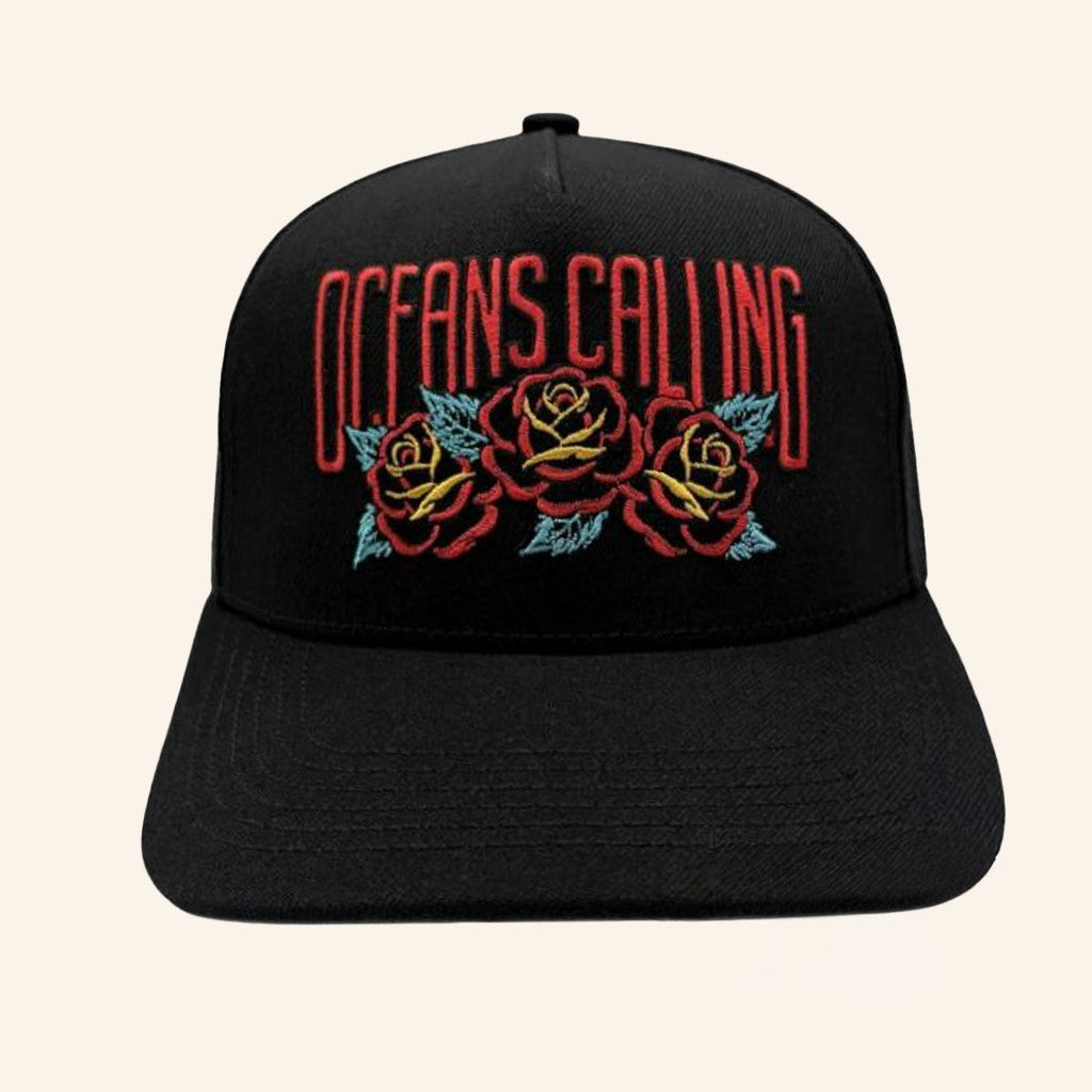 Oceans Calling Festival Merch Embroidered Roses Snapback Hat Present For Husband - Lilybirchmarket