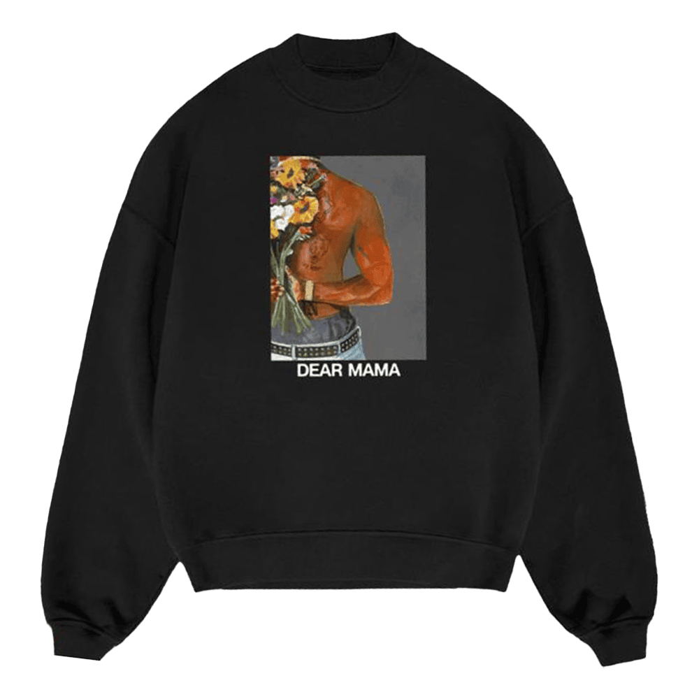 Official 2pac Merch Dear Mama Black Sweatshirt Gifts For Father In Law - Lilybirchmarket