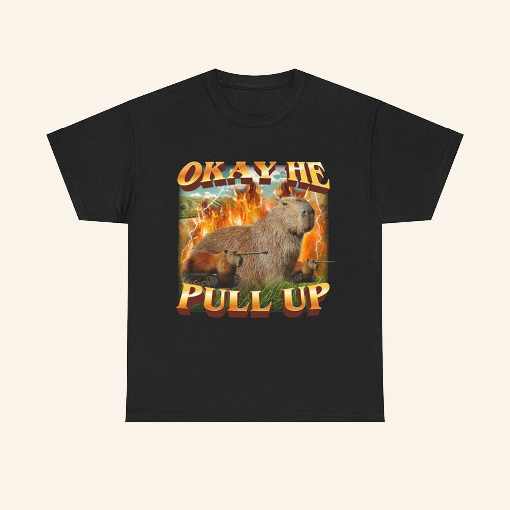 Okay He Pull Up Capybara T-Shirt Best Gifts For Boyfriend - Lily Birch Market