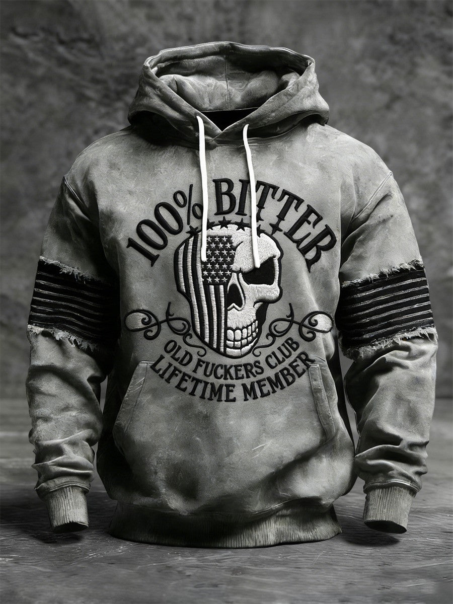 Old Fuckers Club Lifetime Member Hoodie Skull Flag Patchwork Hoodie Gifts For Men - Lilybirchmarket