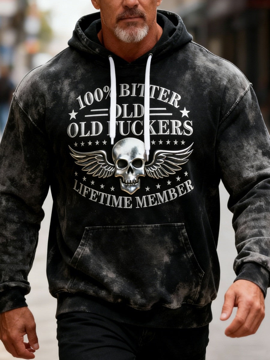 Old Fuckers Club Lifetime Member Hoodie Skull Humorous Slogan Hoodie Best Gifts For Men - Lilybirchmarket
