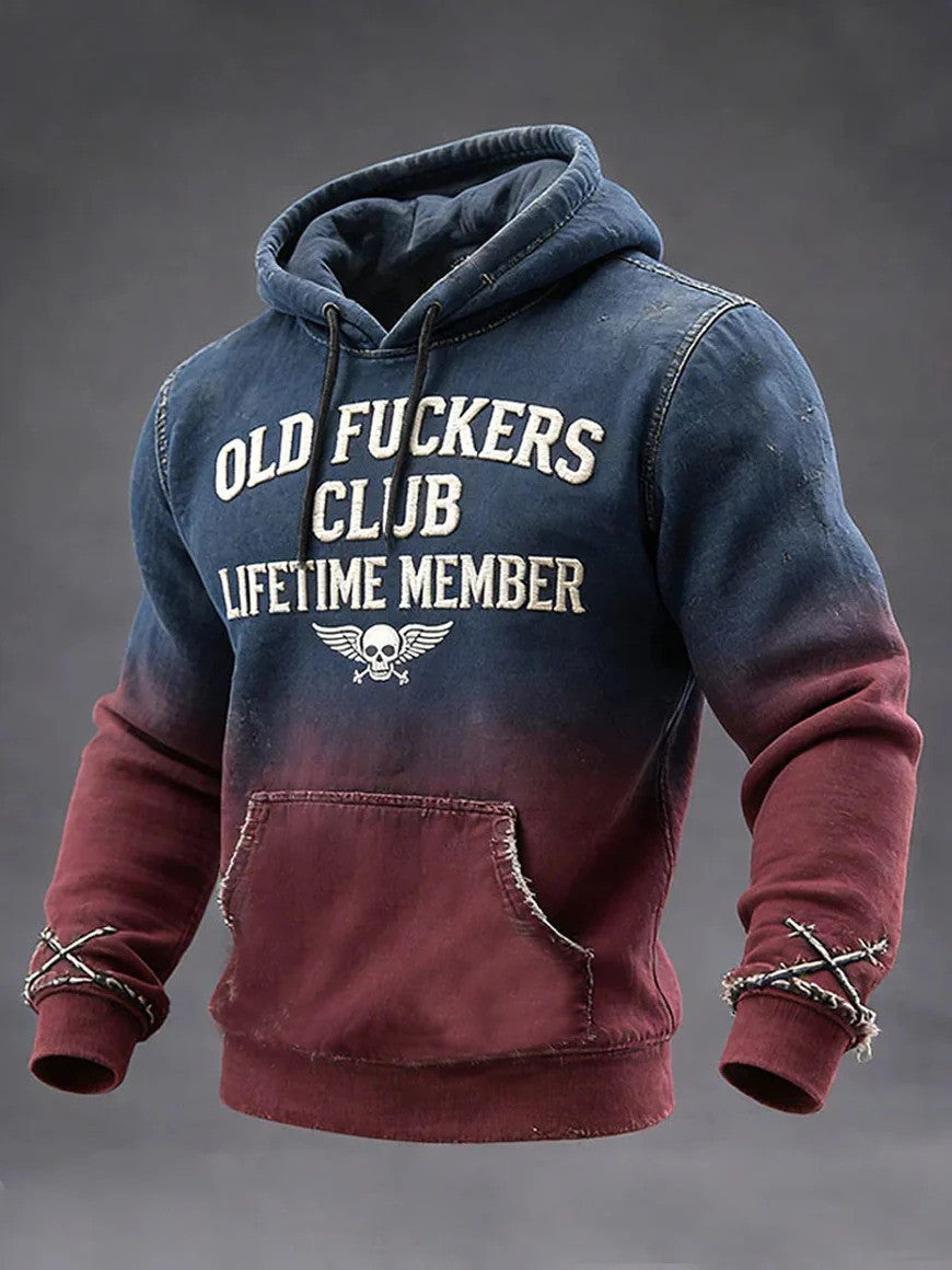 Old Fuckers Club Lifetime Member Hoodie Vintage Distressed Style Clothing Gift For Men - Lilybirchmarket