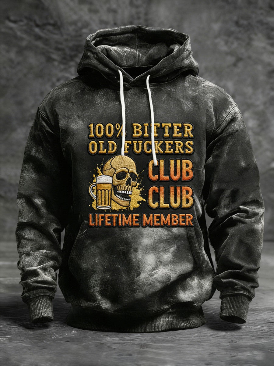 Old Fuckers Club Skull Beer Retro Hoodie Lifetime Member Hoodie Beer Lover Gifts For Men - Lilybirchmarket