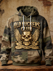 Old Fuckers Club Skull Camo Retro Hoodie Lifetime Member Cool Saying Hoodie Gifts For Men - Lilybirchmarket