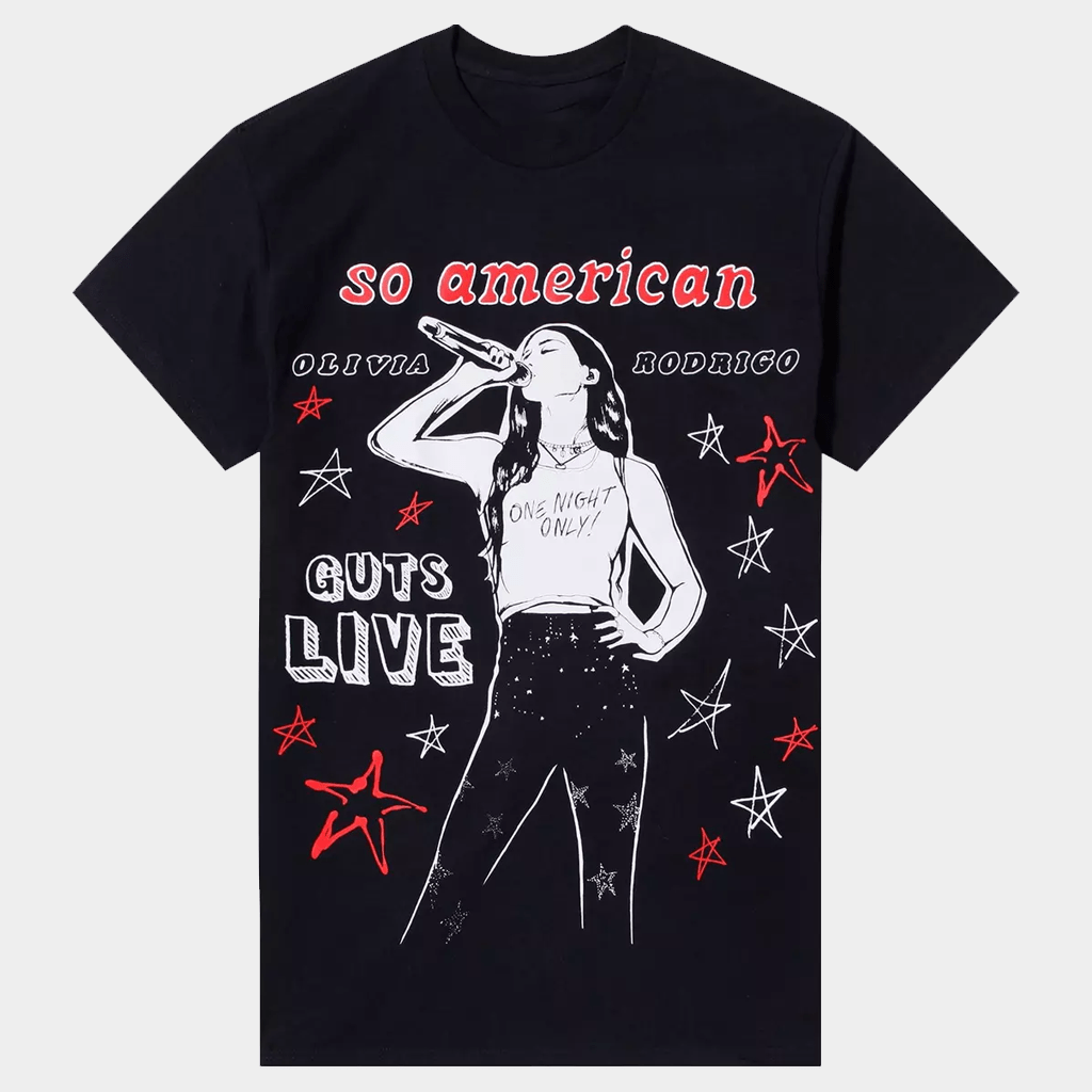 Olivia Rodrigo Merch So American T-Shirt Guts Live Shirt Music Related Gifts For Guys - Lily Birch Market