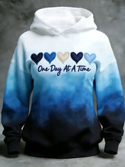 One Day At A Time Hoodie Men's Heart Motivational Hoodie Mental Health Awareness Apparel - Lilybirchmarket