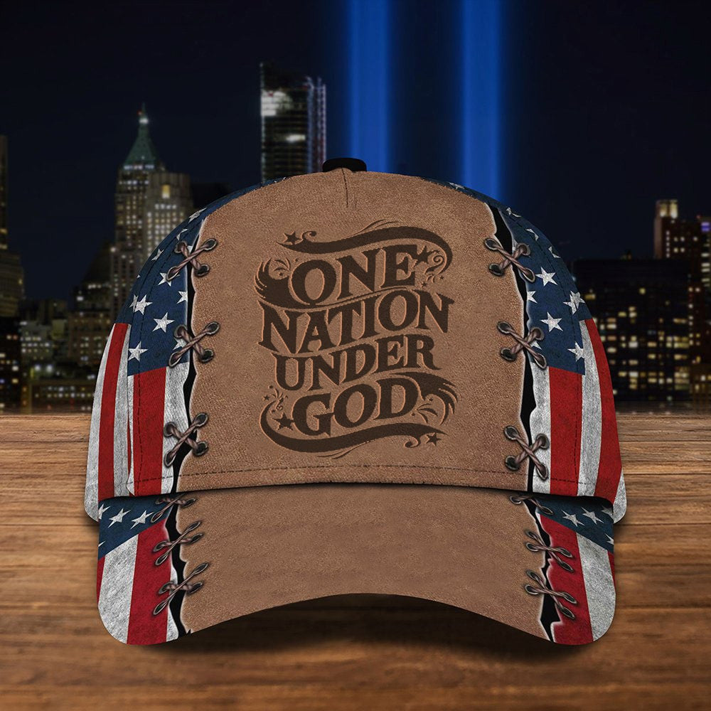 One Nation Under God Hat American Flag Patriotic Hat Gifts For Christian - Lilybirchmarket
