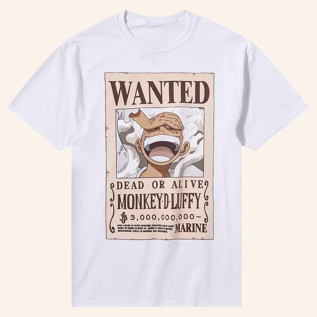 One Piece Merch Luffy Gear 5 Wanted Poster T-Shirt Anime Fan Gift Ideas - Lily Birch Market