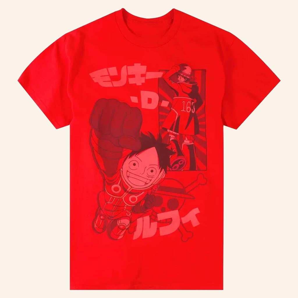 One Piece Merch Luffy Tonal Red T-Shirt Best Anime Fan Gifts - Lily Birch Market