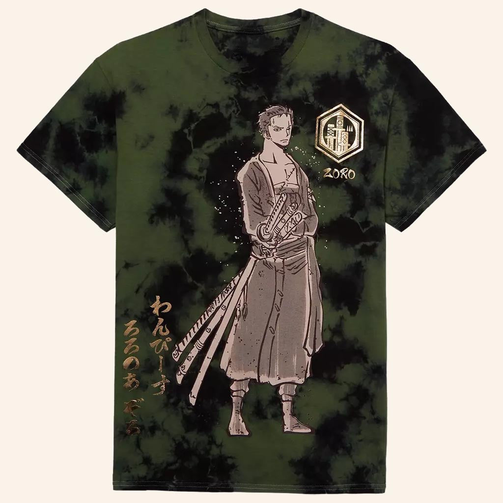 One Piece Merch Zoro Foil Tie Dye T-Shirt Cool Gifts For Anime Lovers - Lily Birch Market
